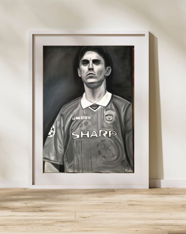 Signed Gary Neville Black & White Oil Painting (70cm x 100cm)