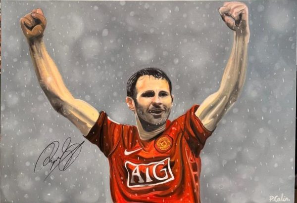 Limited Edition Print - Ryan Giggs Signed Oil Painting (35cm x 50cm) - Image 2