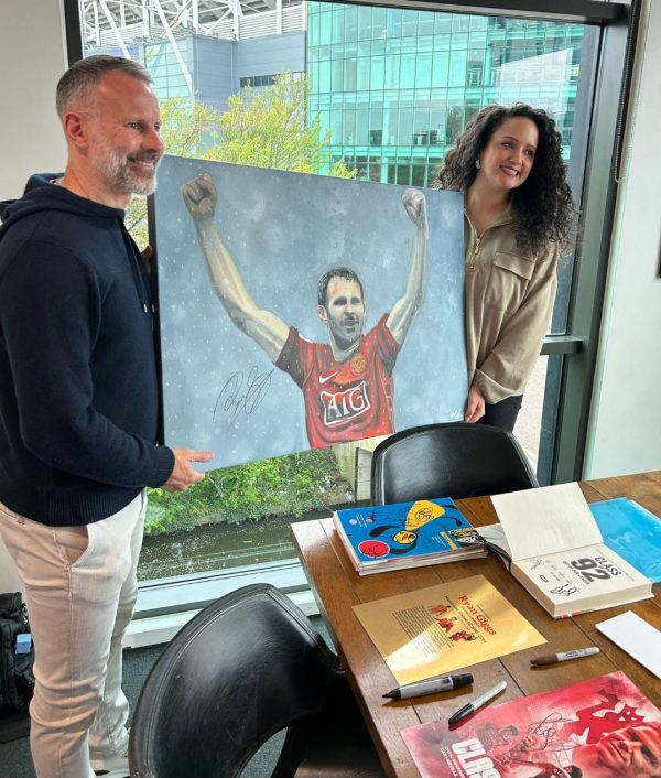 Limited Edition Print - Ryan Giggs Signed Oil Painting (35cm x 50cm)